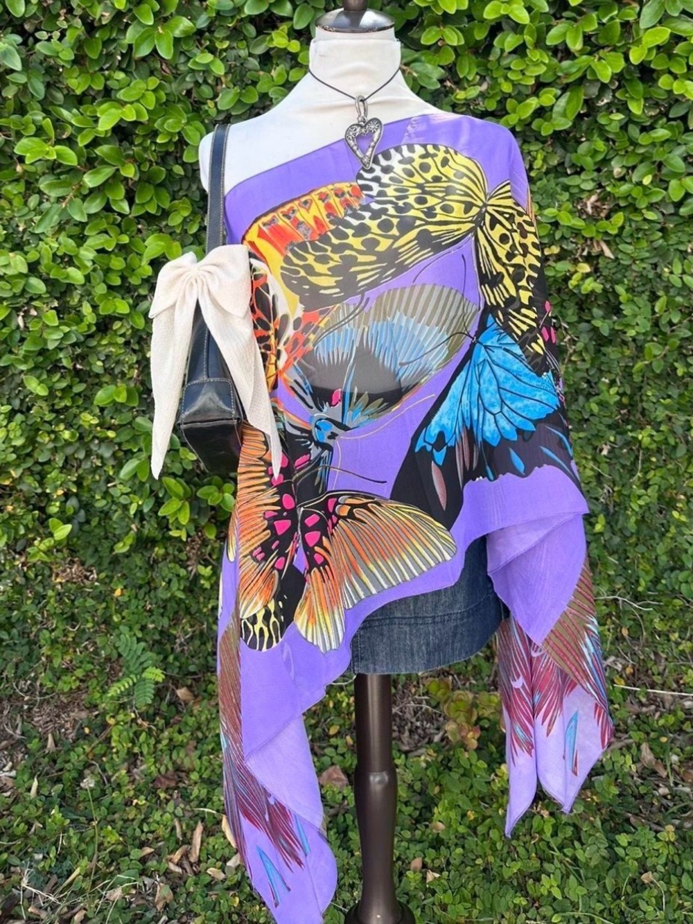Magic Purple Butterfly Print One-Shoulder Blouse